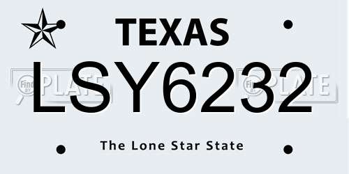 LSY6232 Texas License Plate