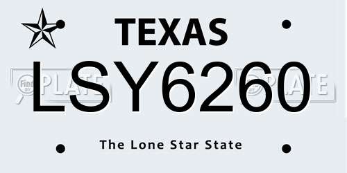 LSY6260 Texas License Plate