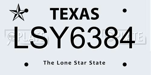 LSY6384 Texas License Plate