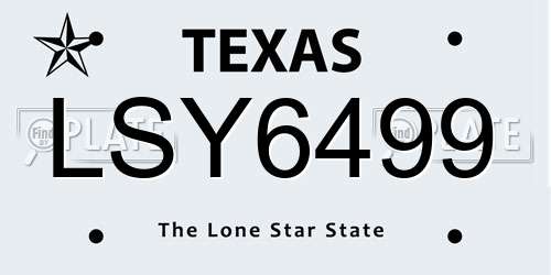 LSY6499 Texas License Plate