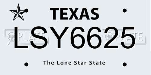 LSY6625 Texas License Plate