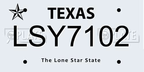 LSY7102 Texas License Plate