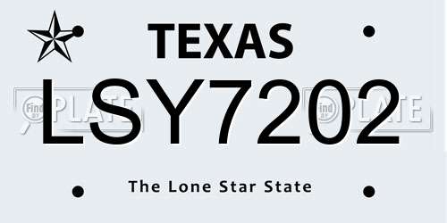 LSY7202 Texas License Plate