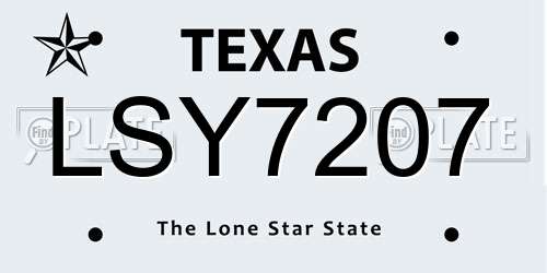 LSY7207 Texas License Plate