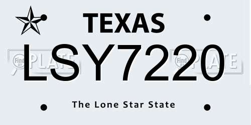 LSY7220 Texas License Plate