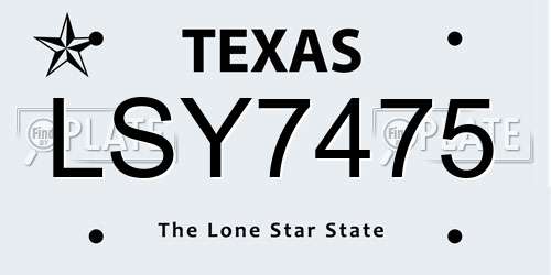 LSY7475 Texas License Plate