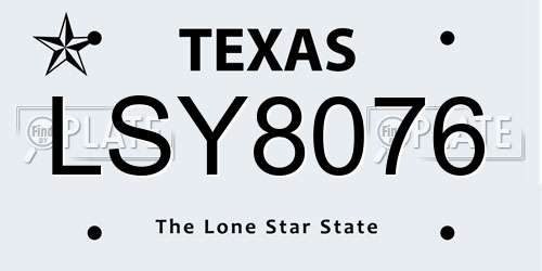 LSY8076 Texas License Plate