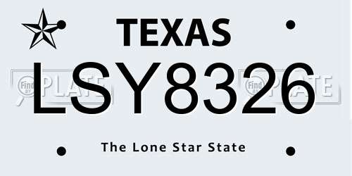 LSY8326 Texas License Plate
