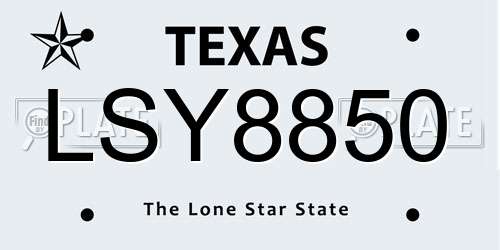 LSY8850 Texas License Plate