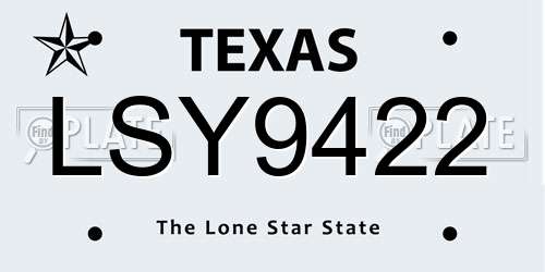 LSY9422 Texas License Plate