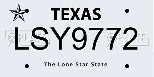 LSY9772 Texas License Plate