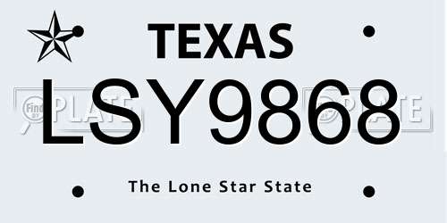 LSY9868 Texas License Plate