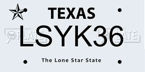 LSYK36 Texas License Plate