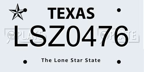 LSZ0476 Texas License Plate