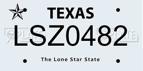LSZ0482 Texas License Plate