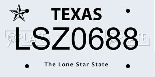 LSZ0688 Texas License Plate