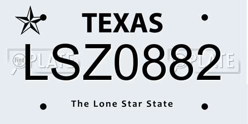 LSZ0882 Texas License Plate