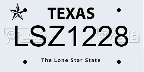 LSZ1228 Texas License Plate