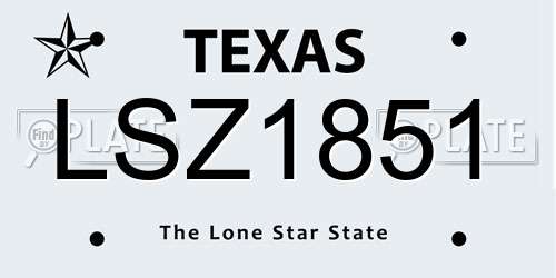 LSZ1851 Texas License Plate