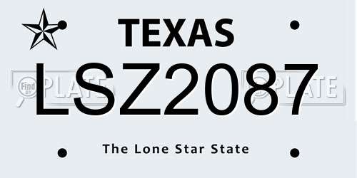 LSZ2087 Texas License Plate
