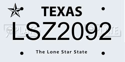 LSZ2092 Texas License Plate