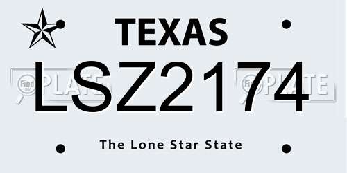 LSZ2174 Texas License Plate
