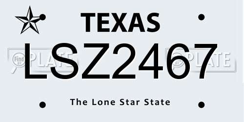 LSZ2467 Texas License Plate