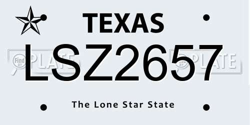 LSZ2657 Texas License Plate