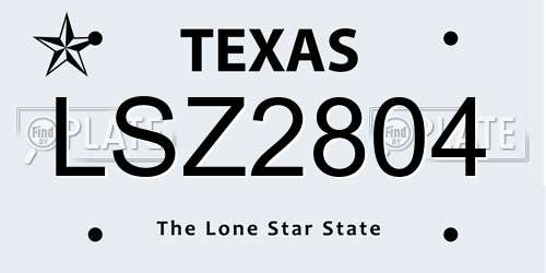 LSZ2804 Texas License Plate