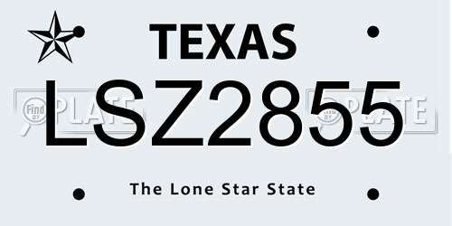 LSZ2855 Texas License Plate