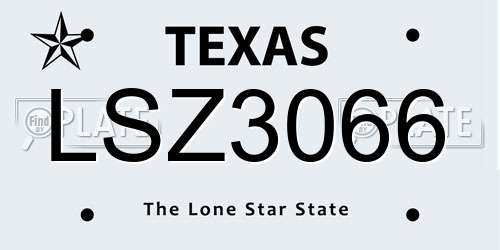 LSZ3066 Texas License Plate