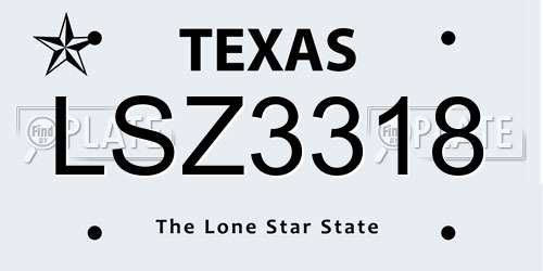 LSZ3318 Texas License Plate