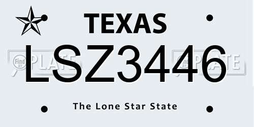 LSZ3446 Texas License Plate
