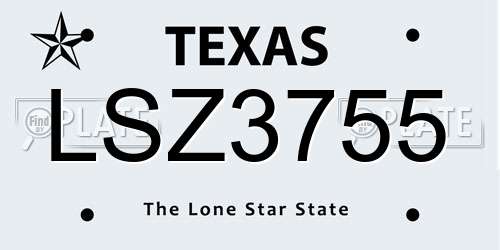 LSZ3755 Texas License Plate