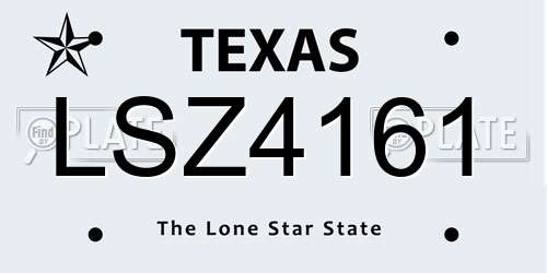 LSZ4161 Texas License Plate