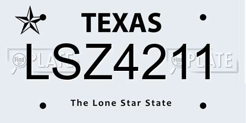 LSZ4211 Texas License Plate