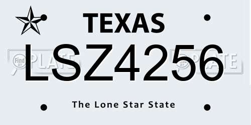 LSZ4256 Texas License Plate