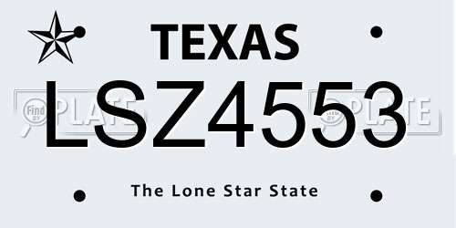LSZ4553 Texas License Plate