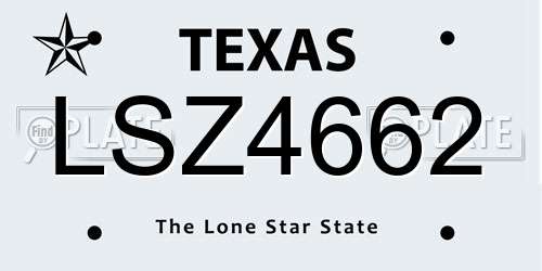 LSZ4662 Texas License Plate