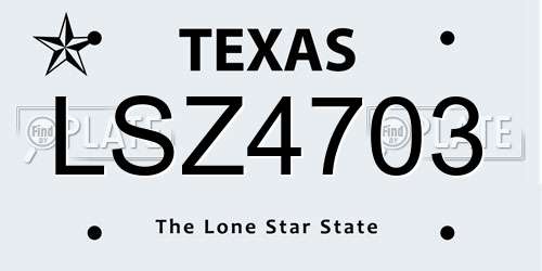LSZ4703 Texas License Plate