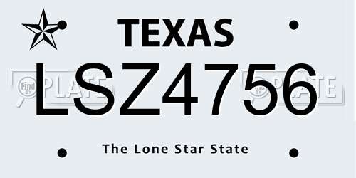 LSZ4756 Texas License Plate