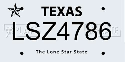 LSZ4786 Texas License Plate