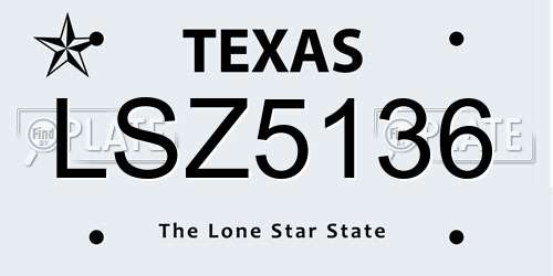 LSZ5136 Texas License Plate