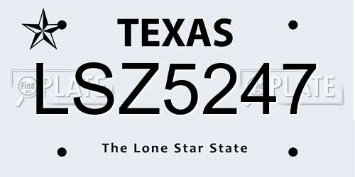LSZ5247 Texas License Plate