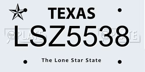 LSZ5538 Texas License Plate