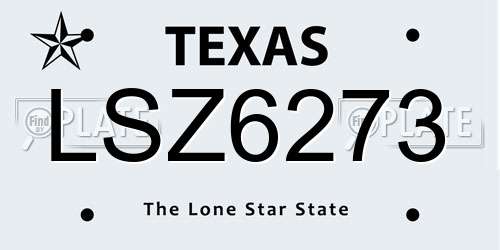 LSZ6273 Texas License Plate