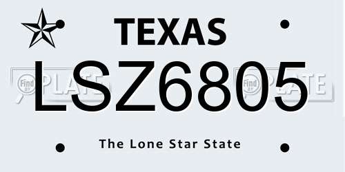 LSZ6805 Texas License Plate