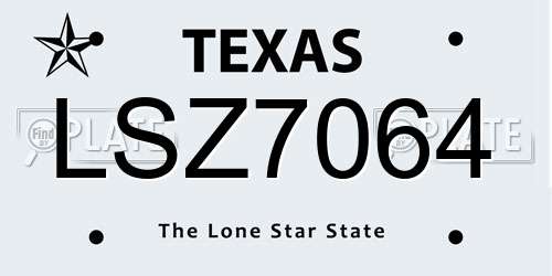 LSZ7064 Texas License Plate