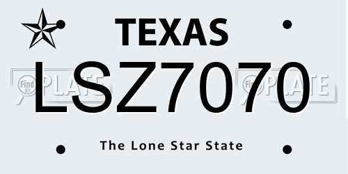 LSZ7070 Texas License Plate
