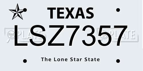 LSZ7357 Texas License Plate